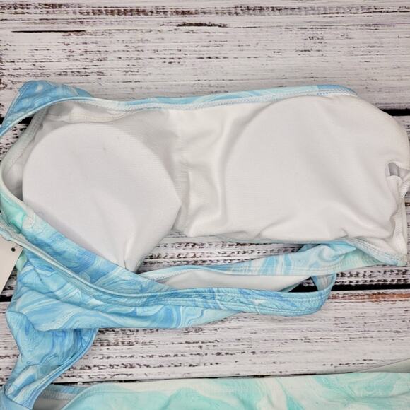 VYB Cut Out Asymmetrical One Piece Swimsuit Tie Dye Blue White | Large - Picture 4 of 7